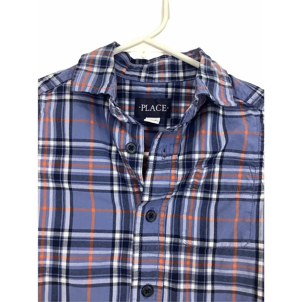 The Children's Plaid Boys Plaid Long Sleeve Button Down Shirt Kid's Size XS/4